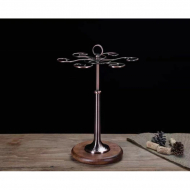 Bronze wood bottom six cup holder 048