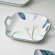 Hand drawn 9-inch double hole square plate