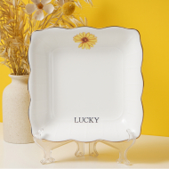 Bone china 9-inch Daisy square plate