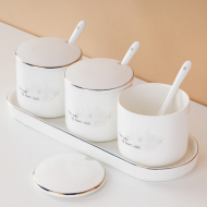 Bone china three piece seasoning cup