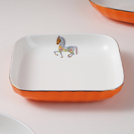 Bone china 8-inch square plate - Orange