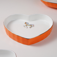 Bone china 8-inch heart-shaped plate - Orange